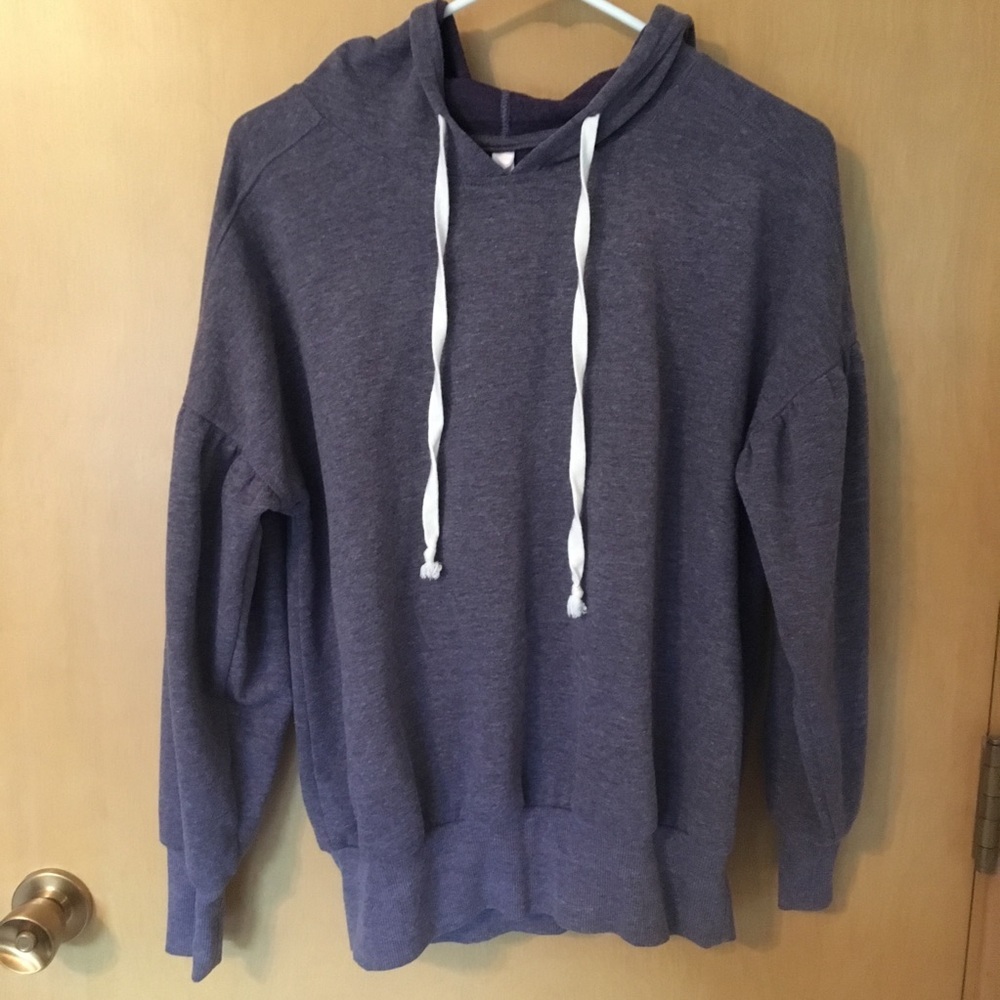 Soft and Cozy Purple Balloon Sleeve Hooded Sweatshirt